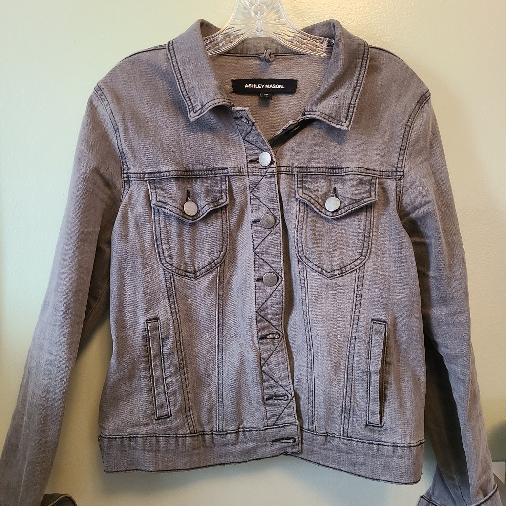 Ashley Mason Gray denim Jacket Sz Large